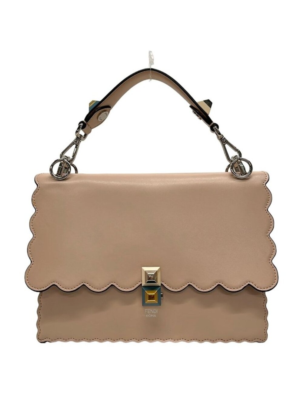 Fendi Handbag Canai Pink Beige Leather
